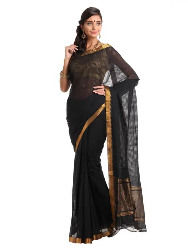 Fabindia Black Mangalagiri Saree