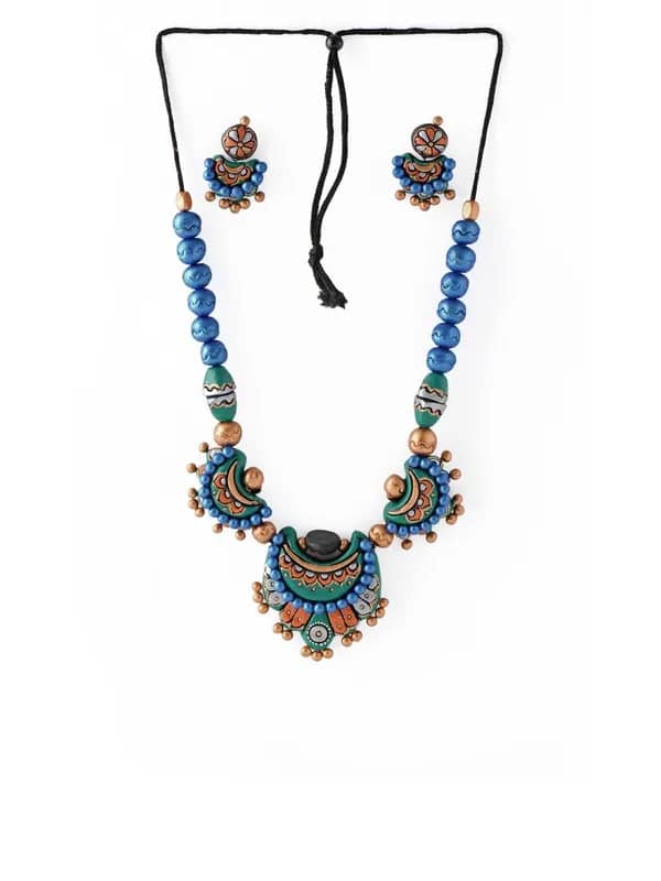 Adrika Blue Teracotta Jewellery Set