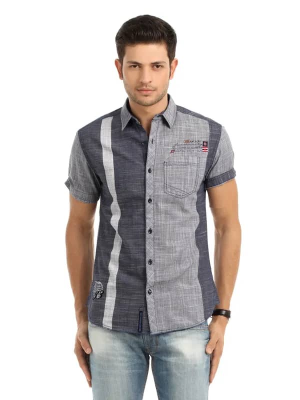 Locomotive Men Navy Blue Shirt