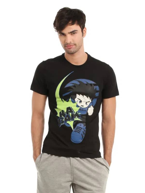 ADIDAS Men Black Printed T-shirt