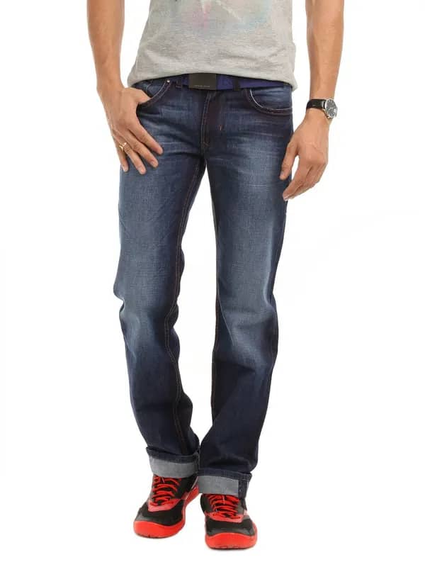 Peter England Men Navy Blue Jeans