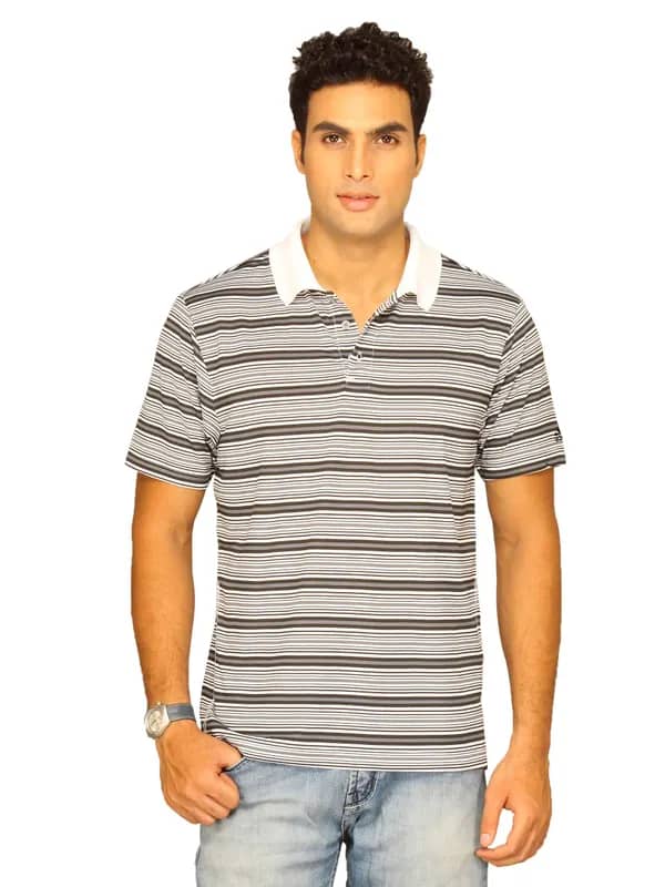 ADIDAS Men's Sf Gym Polo Black White Grey T-Shirt