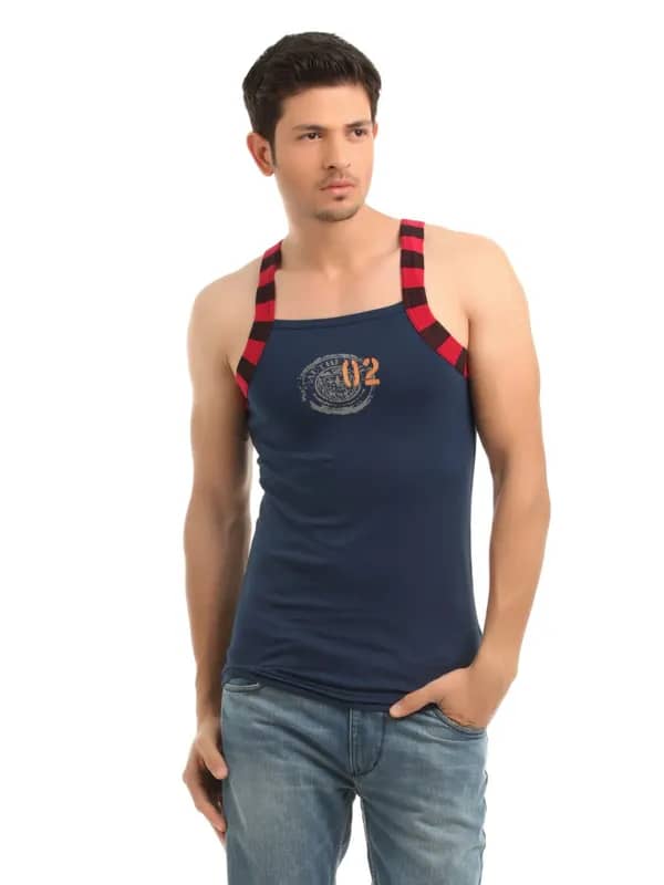 Facit Men Navy Blue Innerwear Vest