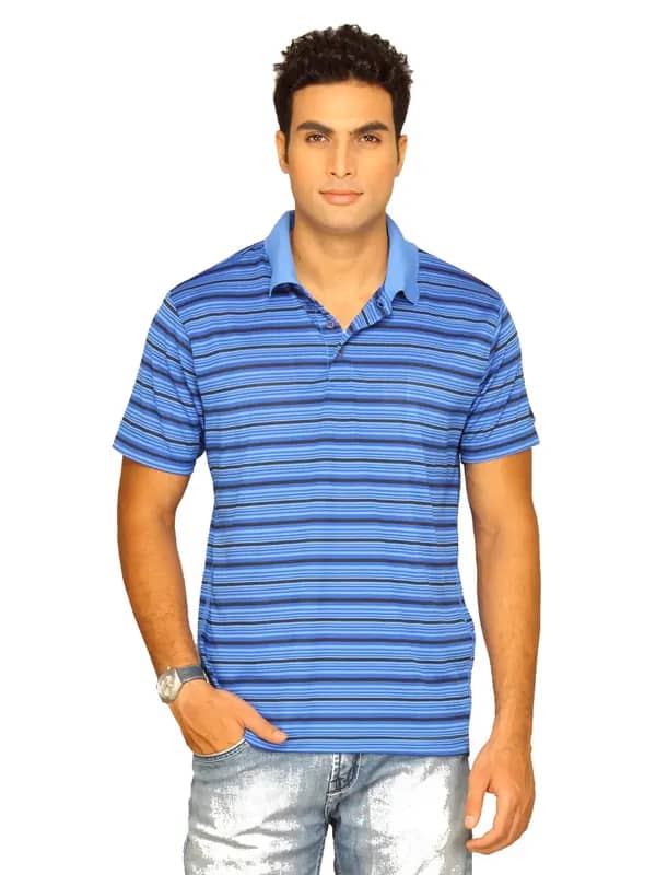 ADIDAS Men's Gym Polo Blue Black T-Shirt