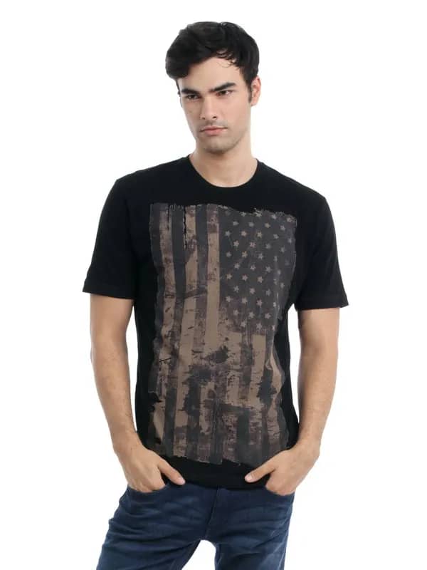 French Connection Men Black T-shirt