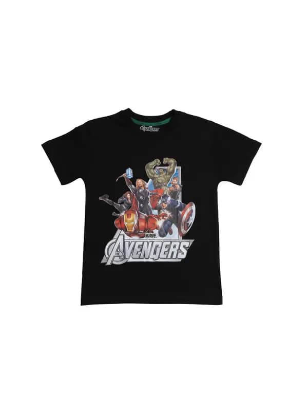 Avengers Boys Black Printed T-shirt