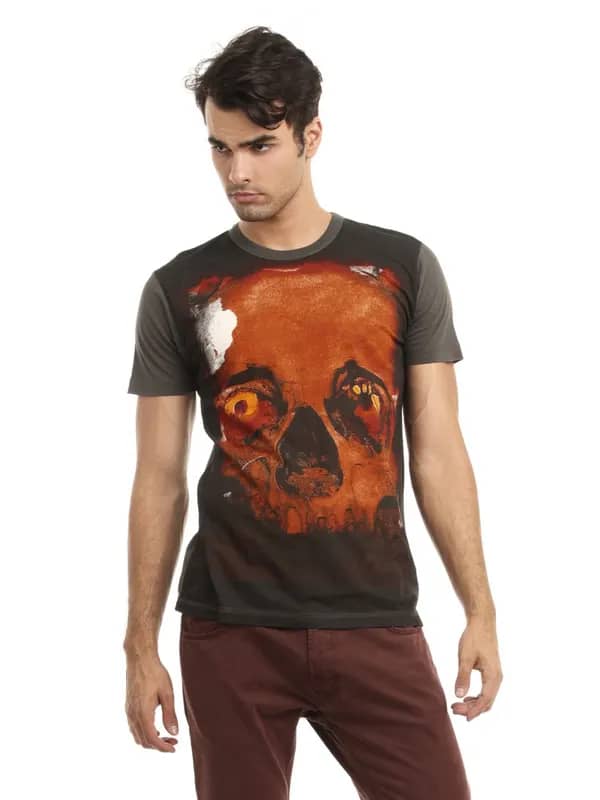 French Connection Men Grey Printed T-shirt
