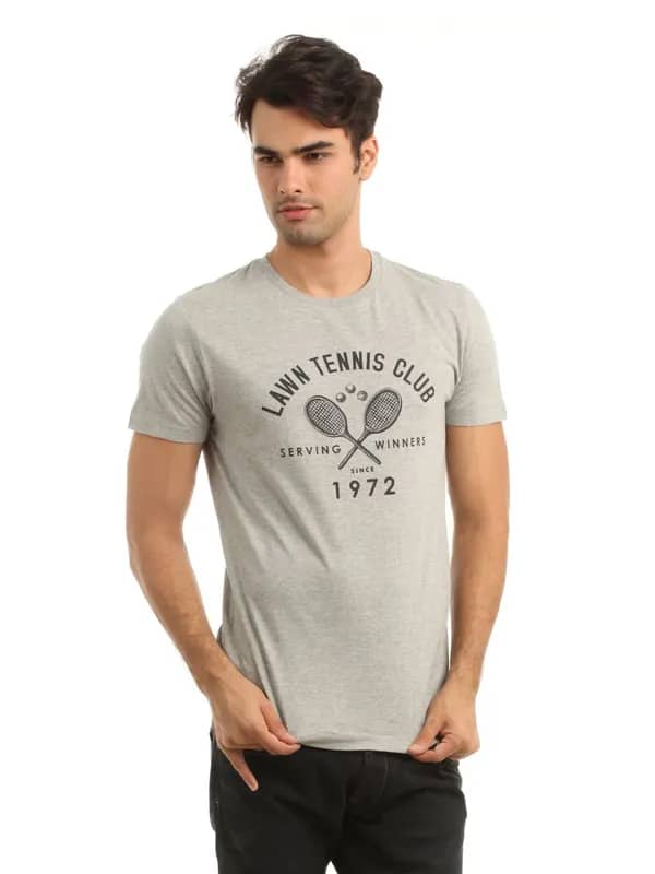 French Connection Men Grey Printed T-shirt