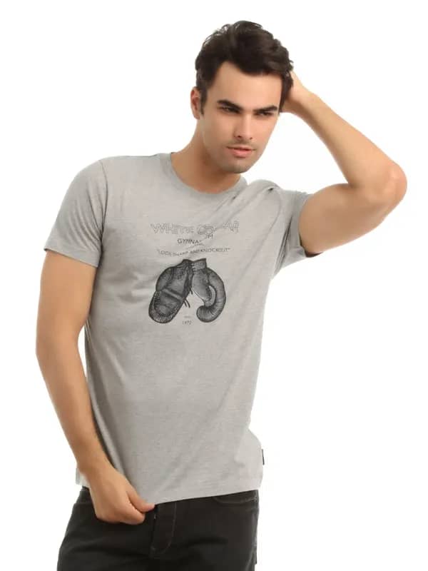 French Connection Men Grey Printed T-shirt