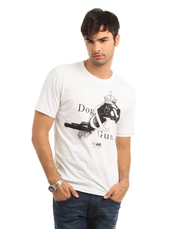 French Connection Men White Printed T-shirt