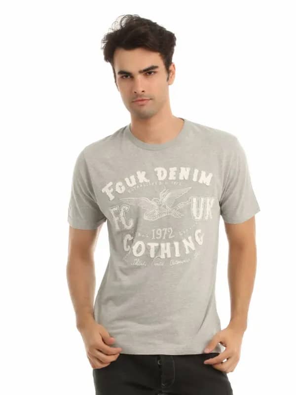French Connection Men Grey T-shirt