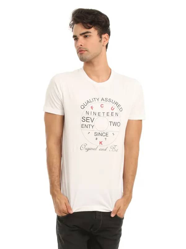 French Connection Men White Printed T-shirt