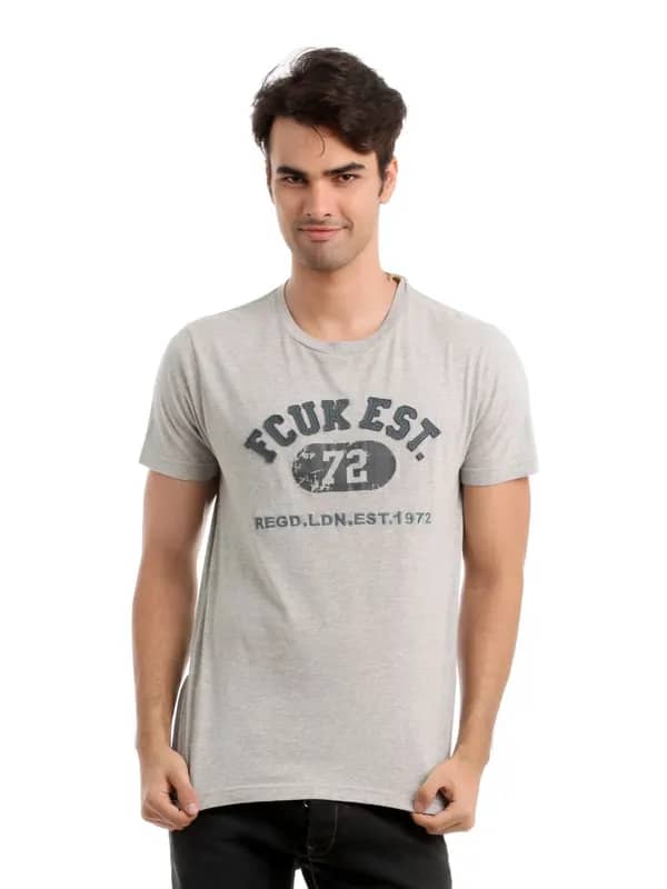 French Connection Men Grey T-shirt