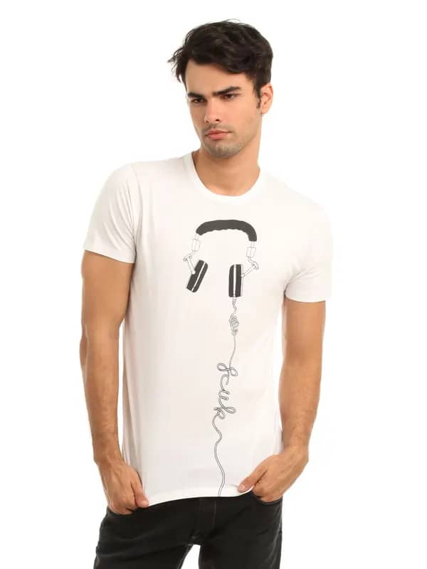 French Connection Men White Printed T-shirt