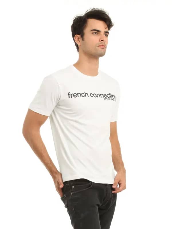 French Connection Men White Printed T-shirt