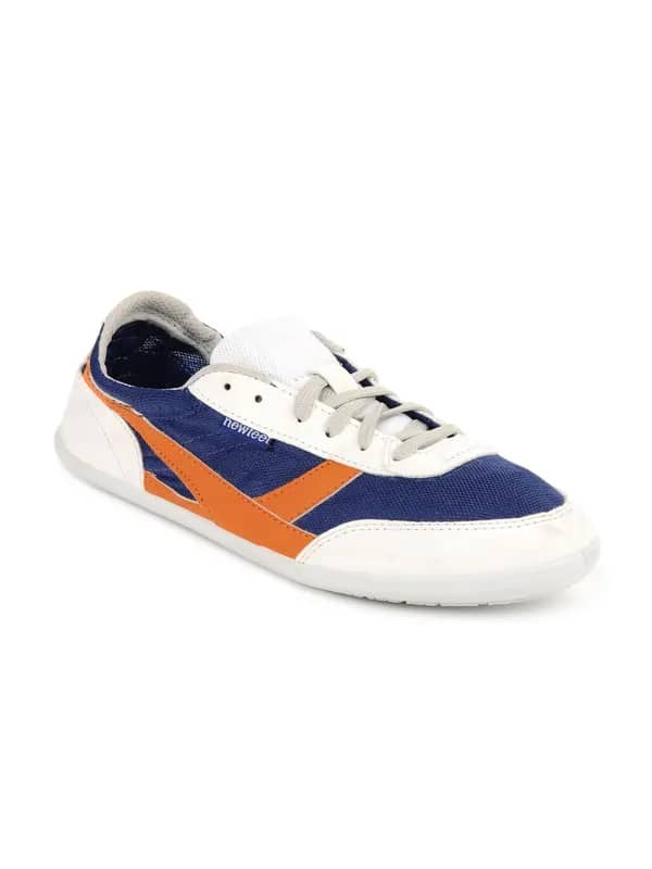 Newfeel Unisex White, Blue and Orange Casual Shoes