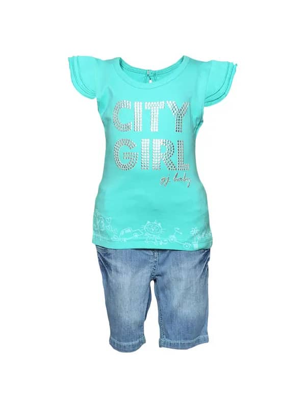 Gini and Jony Girl's Valencia Green Blue Kidswear