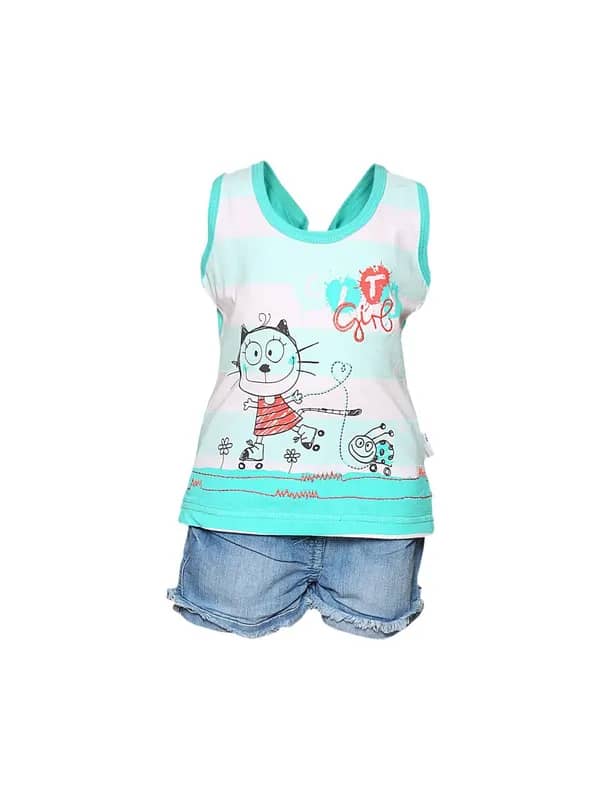 Gini and Jony Girl's Venice Green Blue Kidswear