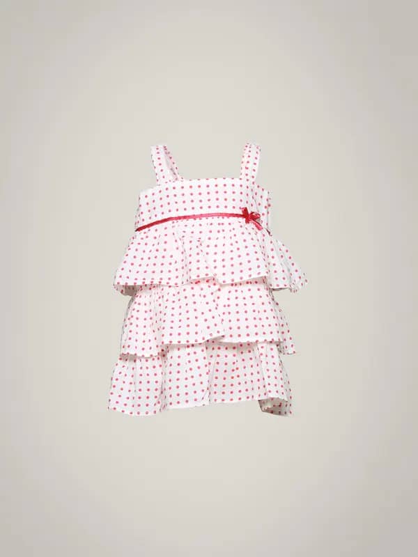 Gini and Jony Girl's Vanya White Polka Dot Kidswear