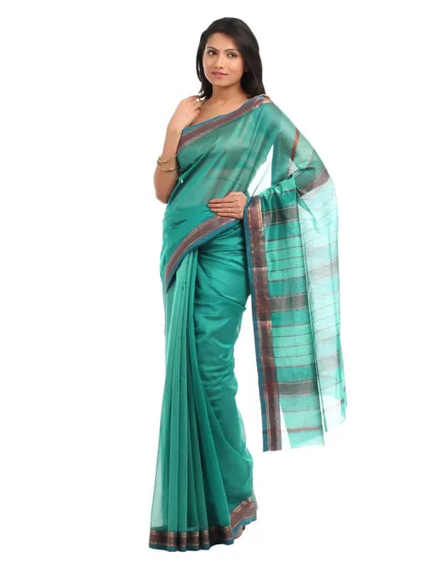 Fabindia Green Maheshwari Maheshwari Zari Saree