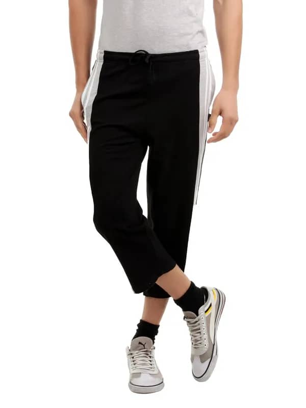 Hanes Men Black Athletic 3/4th Pants