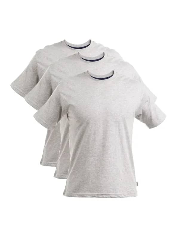 Hanes Men Grey Melange Pack of 3 T-shirts