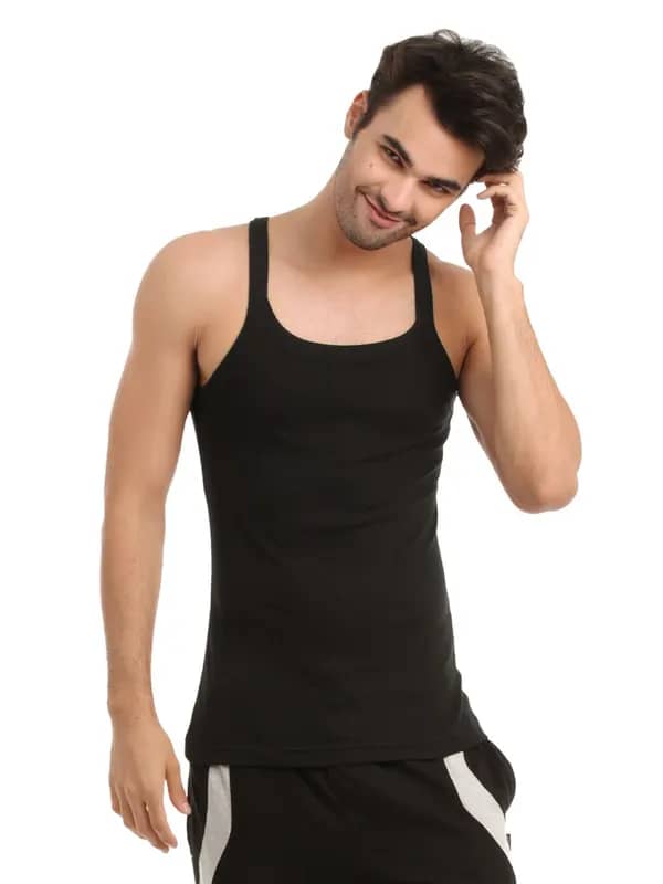 Hanes Men Black Innerwear Vest