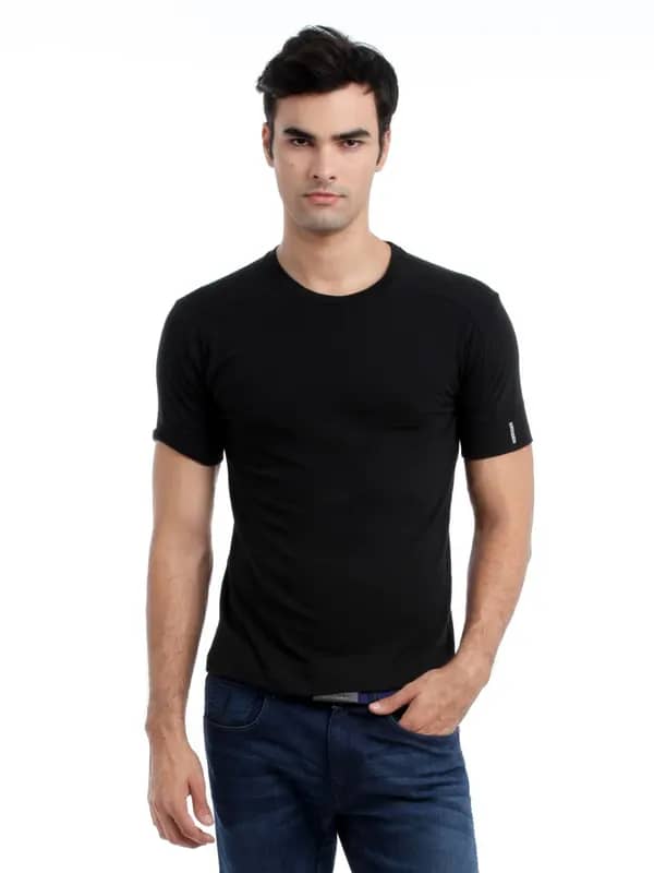 Hanes Men Black Duo Dry Body Fit Crew T-shirt
