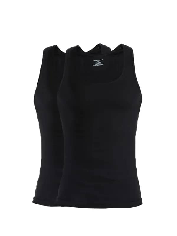 Chromozome Men Black Pack of 2 Innerwear Vests