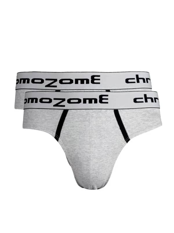 Chromozome Men Grey & Black Pack of 2 Briefs