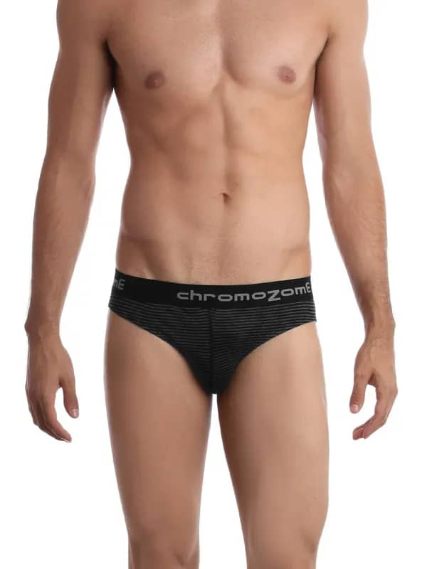 Chromozome Men Black Striped Brief