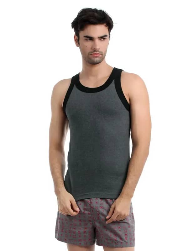 Chromozome Men Charcoal Melange Innerwear Vest