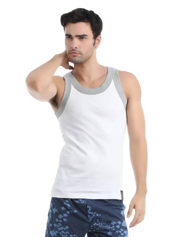 Chromozome Men White Innerwear Vest