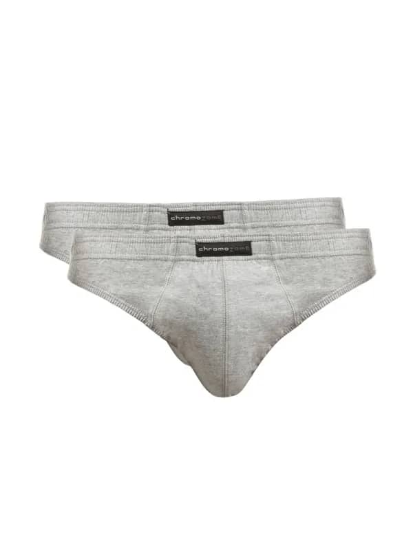 Chromozome Men Grey Melange Pack of 2 Briefs