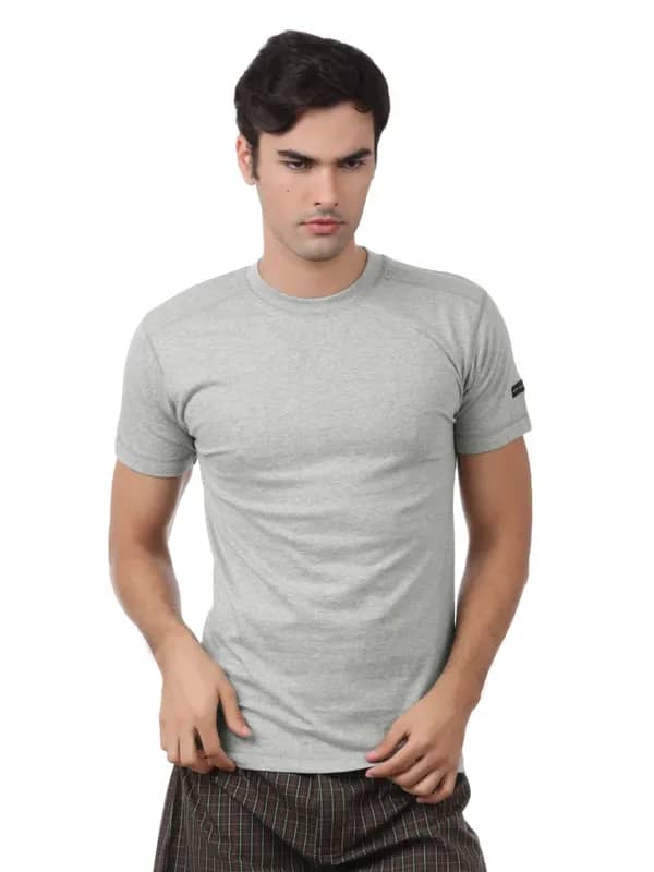 Chromozome Men Grey Melange Innerwear T-shirt