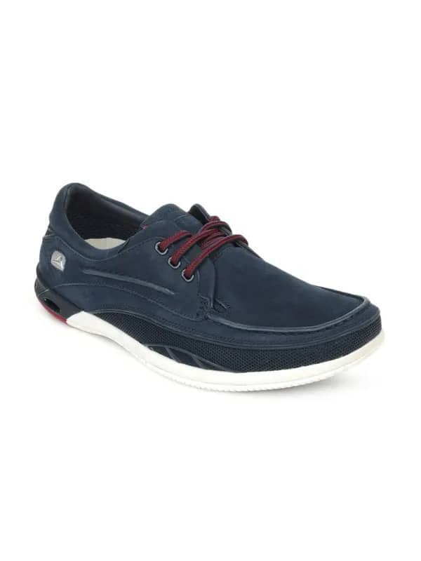 Clarks Men Navy Leather Sneakers
