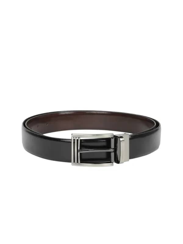 New Hide Men Black & Brown Reversible Leather Belt