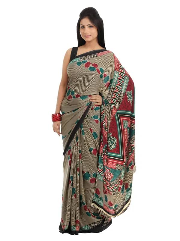 Prafful Black & Beige Sari