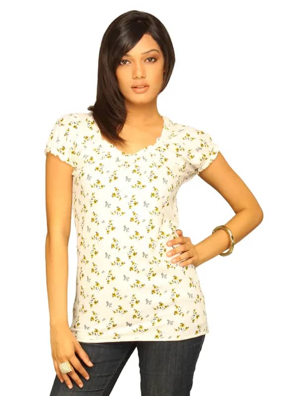 Wrangler Women's Ditsy Floral Vanilla White T-shirt