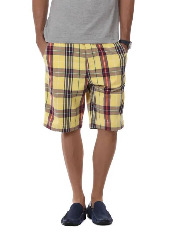 Myntra Men Yellow Check Shorts
