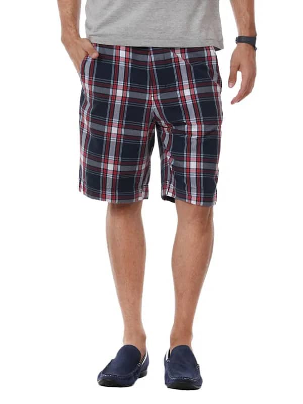 Myntra Men Navy Blue Check Shorts