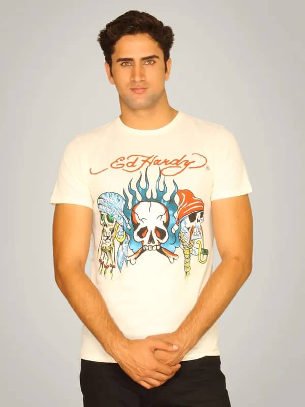 Ed Hardy Men's Skull Collage Off White T-shirt