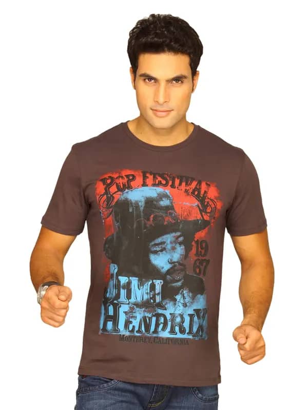 Jimi Hendrix Men's Pop Festival Dark Grey T-shirt