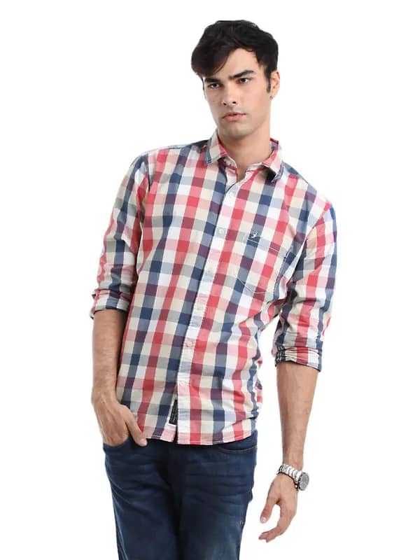 Highlander Men Blue & Beige Check Shirt