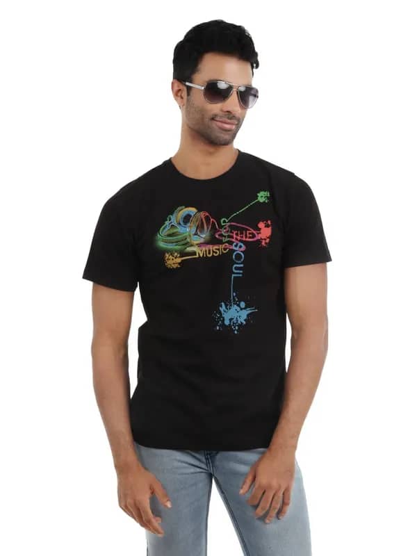Myntra Men Black Printed T-shirt