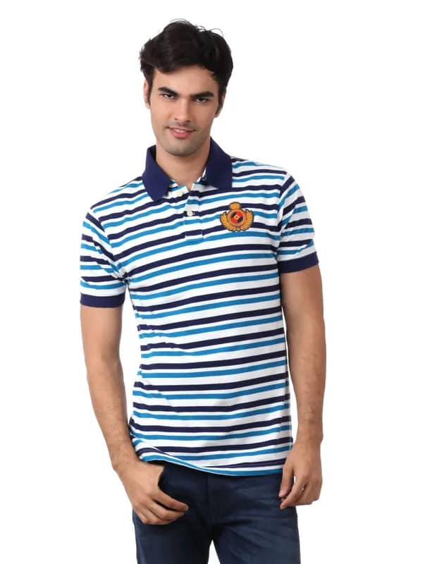 Myntra Men White & Blue T-shirt