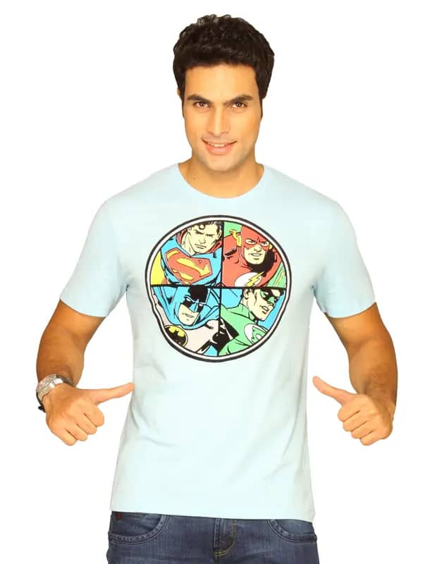 DC Comics Men's Dist Light Blue T-shirt