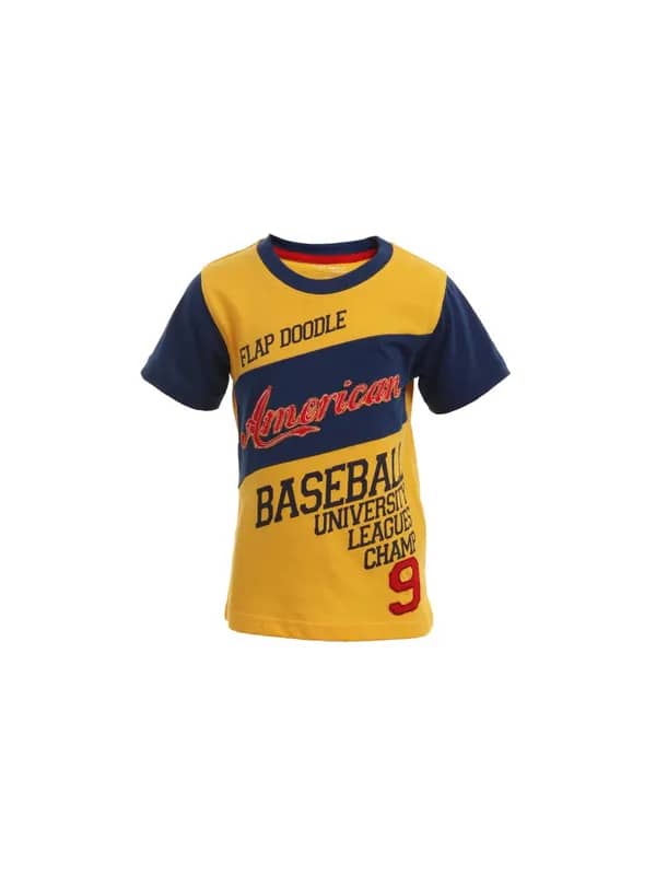 Doodle Boys Yellow Printed T-Shirt