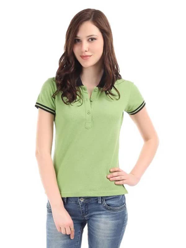 Femella Women Green Polo T-Shirt