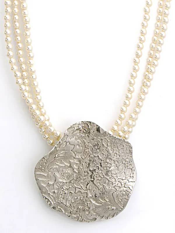 Lencia White Swarovski Pearl Necklace